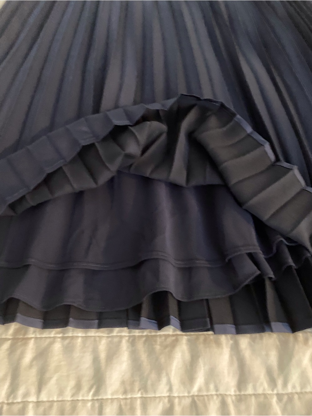 J. Crew Navy Pleated A-Line Midi Skirt - Picture 3 of 5